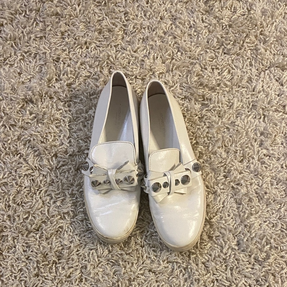 Michael Kors Collection White Loafers with Studded Bow size 9